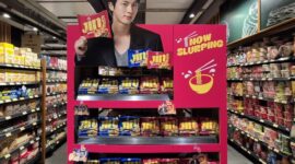 OTOKI Halal-certified JIN RAMEN exclusive display at a major retail store in Indonesia