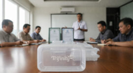 Keamananmu adalah prioritas kami! 🛡️✨ Trifinity secara transparan mempublikasikan sertifikasi Halal dan ISO untuk menjamin wadah kami bebas BPA dan aman bagi kesehatan. Jangan pertaruhkan bisnismu dengan kemasan yang asal-asalan.