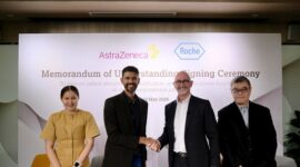 Left to right: Eldana Sauran, Arun Krishna, Lance Little and Christopher Chiam (Source: AstraZeneca)