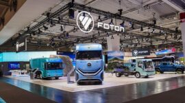 BAIC FOTON showcases commercial vehicles.