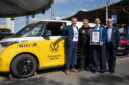 Petr Cajka, Sales & Marketing Director Europe, Giti Tire; Rainer Zietlow; Lena Kuhlmann, Official Adjudicator, Guinness World Records; Lars Krause, Head of Sales & Marketing, VWCV.