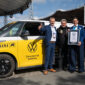 Petr Cajka, Sales & Marketing Director Europe, Giti Tire; Rainer Zietlow; Lena Kuhlmann, Official Adjudicator, Guinness World Records; Lars Krause, Head of Sales & Marketing, VWCV.